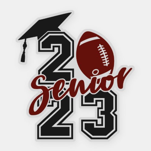 Senior 2023 red brown football grad cap tassel sticker