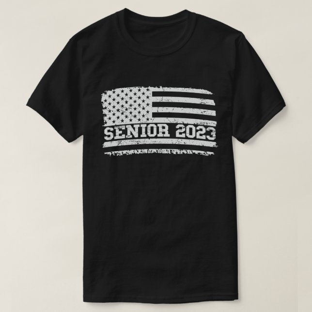  Senior 2023 Usa American Flag Graduation Gift T-Shirt (Design Front)