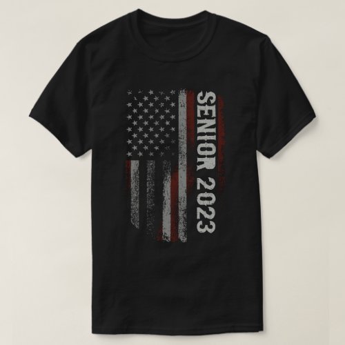  Senior 2023 Usa American Flag Graduation Gift T_Shirt