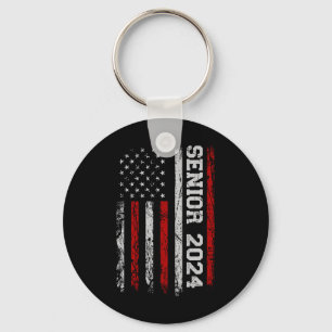 Senior 2024 American Flag Usa Graduation Class Of Keychain