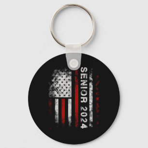 Senior 2024 American Flag Usa Graduation Class Of  Keychain