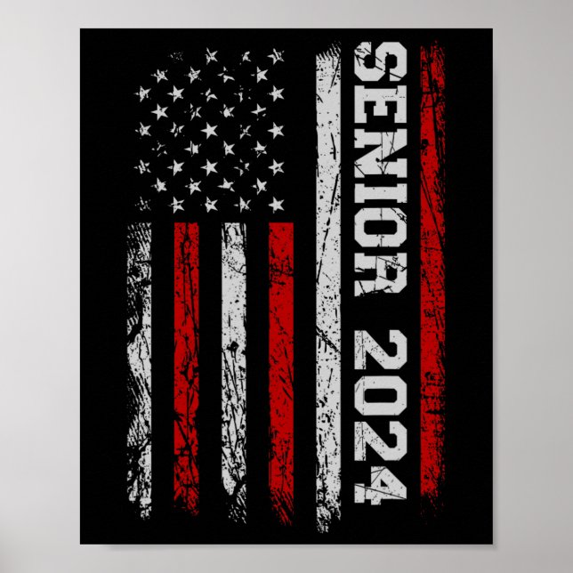 Senior 2024 American Flag Usa Graduation Class Of  Poster (Front)