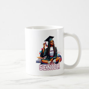 Senior 2024 Black Afro African Woman Graduation Bo Coffee Mug