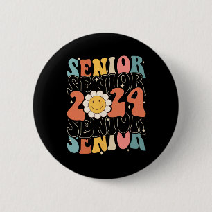 Senior 2024 Class Of 2024 Retro Groovy Seniors Gra Button