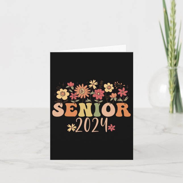 Senior 2024 Groovy Retro Class Of 2024 Graduation  Card (Front)