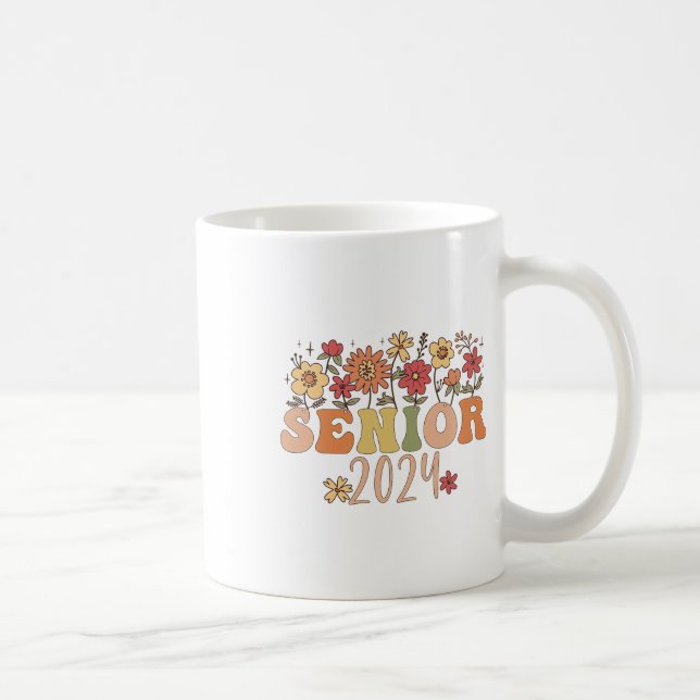 Senior 2024 Groovy Retro Class Of 2024 Graduation  Coffee Mug (Right)