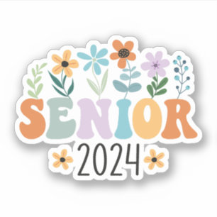 Senior 2024 Groovy Retro Class of 2024 Graduation Sticker