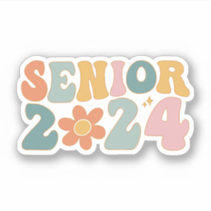 Senior 2024 Groovy Retro Class of 2024 Graduation Sticker