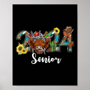 Senior 2024 Highland Cow Western Graduation Class  Poster