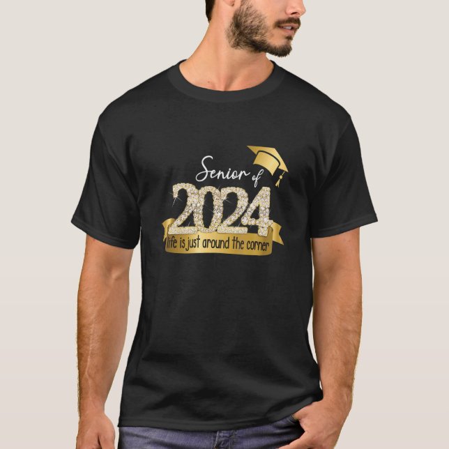 Senior 2024 I Motivational Quote Yellow Black Part T-Shirt (Front)