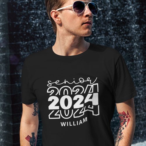 Senior 2024 with name graduate T_Shirt