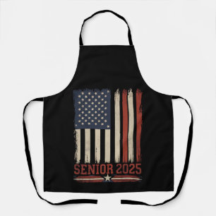 Senior 2025 American Flag USA Graduation Class Of Apron