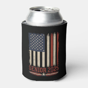 Senior 2025 American Flag USA Graduation Class Of Can Cooler