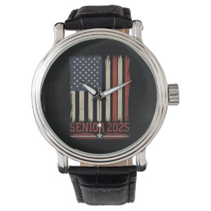 Senior 2025 American Flag USA Graduation Class Of Watch