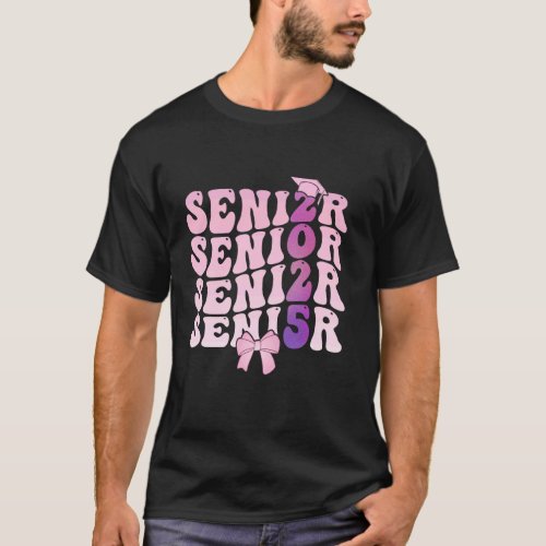 Senior 2025 Class Of 2025 Coquette Bow Graduation  T-Shirt