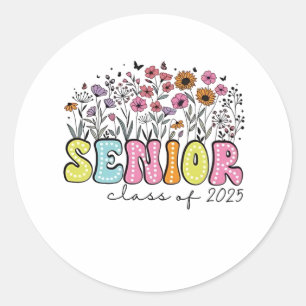Senior 2025 Class of 2025 Spring Blossom Flowers Classic Round Sticker