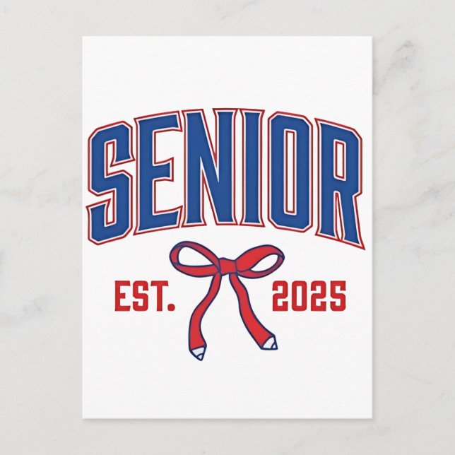 Senior 2025 Coquette Class of 2025 Pink Bows Announcement Postcard (Front)