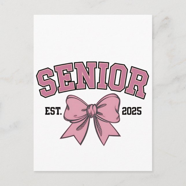 Senior 2025 Coquette Class of 2025 Pink Bows Announcement Postcard (Front)