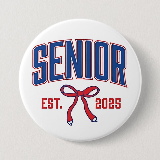 Senior 2025 Coquette Class of 2025 Pink Bows Button (Front)