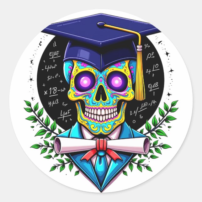 Senior 2025 Graduated Skeleton 2025 Graduation Classic Round Sticker (Front)