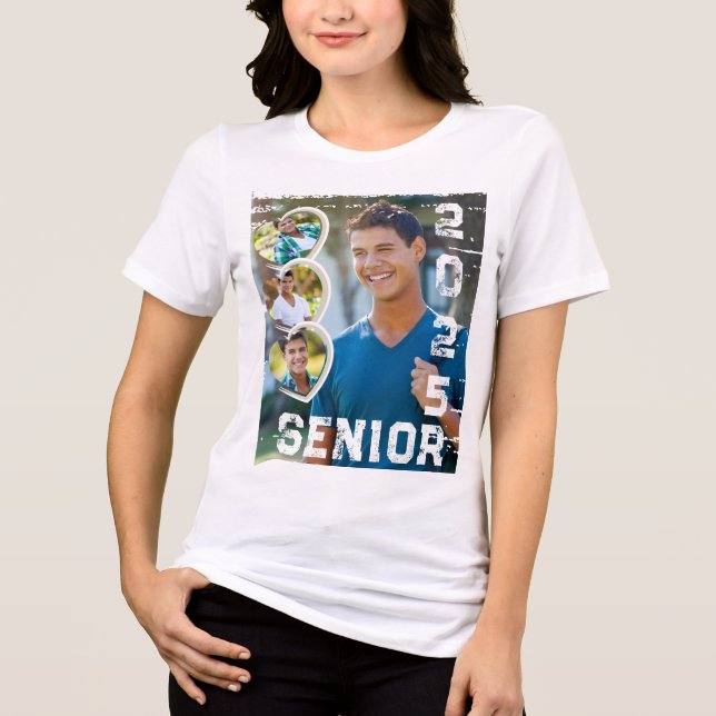 Senior 2025 Photo Hearts Tri-Blend Shirt (Front)