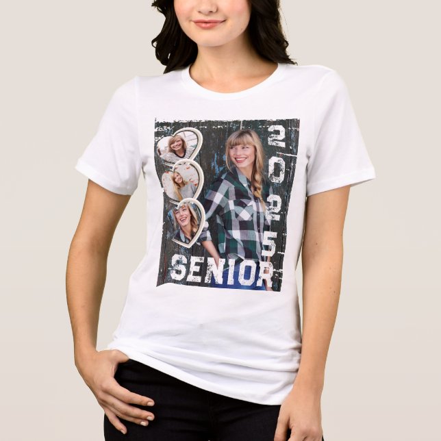 Senior 2025 Photo Hearts Tri-Blend Shirt (Front)