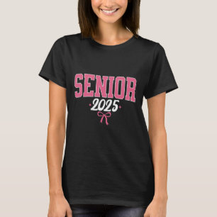 Senior 2025 Pink Coquette Bow Cl Of 2025 Graduatio T-Shirt