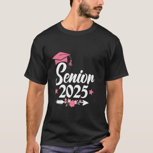 Senior 2025 Pink Graduate Hat Class of 2025 Gradua T-Shirt