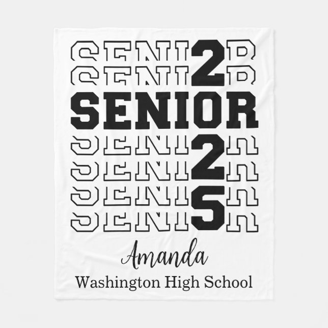 Senior 2025 Velveteen Plush Blanket, Personalized  (Front)