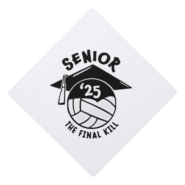 Senior 2025 Volleyball Graduation  Graduation Cap Topper (Front)