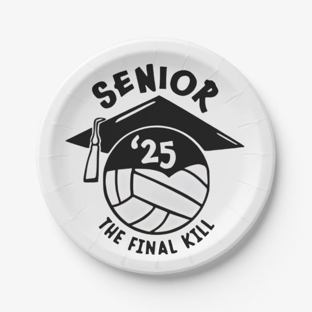 Senior 2025 Volleyball Graduation  Paper Plates (Front)