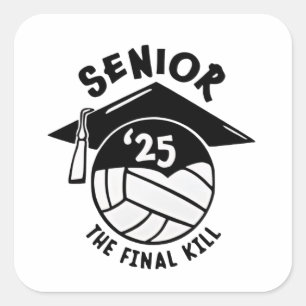 Senior 2025 Volleyball Graduation Square Sticker