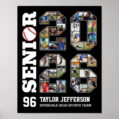 Senior 2026 Baseball Team Sports Photo Collage