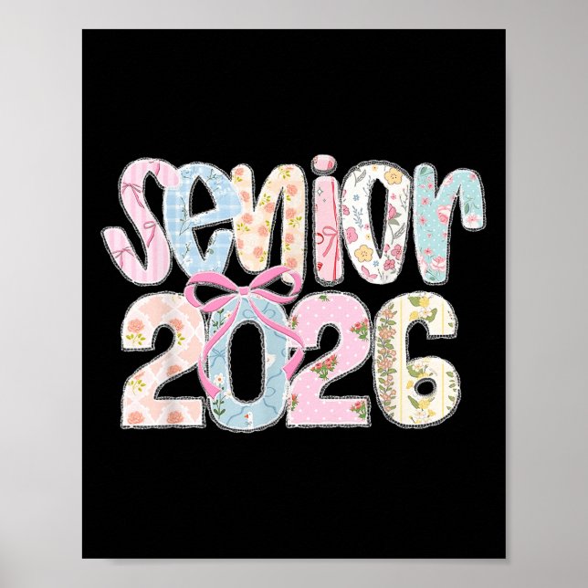 Senior 2026 Cl Of 2026 Coquette Pastel Floral Lace Poster (Front)