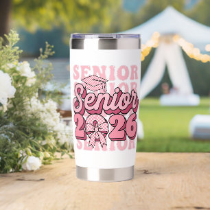 Senior 2026 Class of 2026 Coquette Pink Bow Gradua Insulated Tumbler