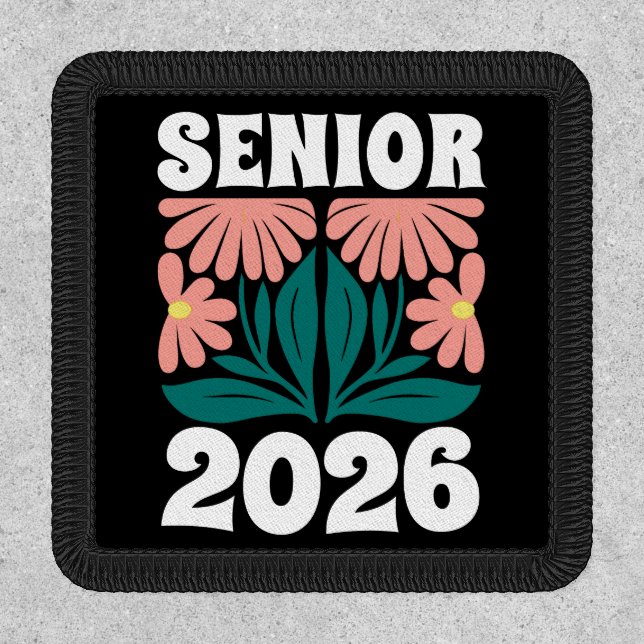 Senior 2026 Custom Retro Groovy Flowers Graduation Patch (Front)