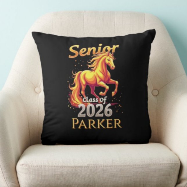 Senior 2026 Fire Horse Chinese Zodiac Personalized Throw Pillow (Creator Uploaded)