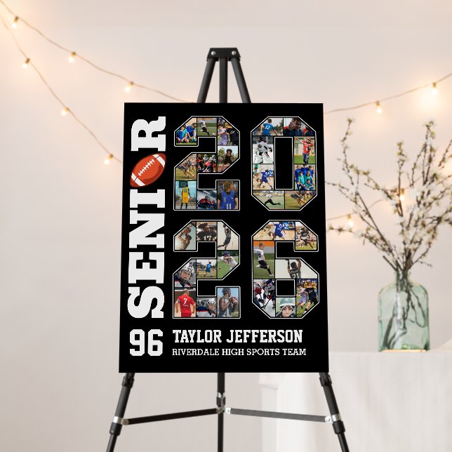 Senior 2026 Football Team Sports Photo Collage Foam Board (In Situ (Stand))