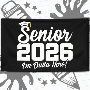 Senior 2026 Funny Graduation Quote Typography Banner