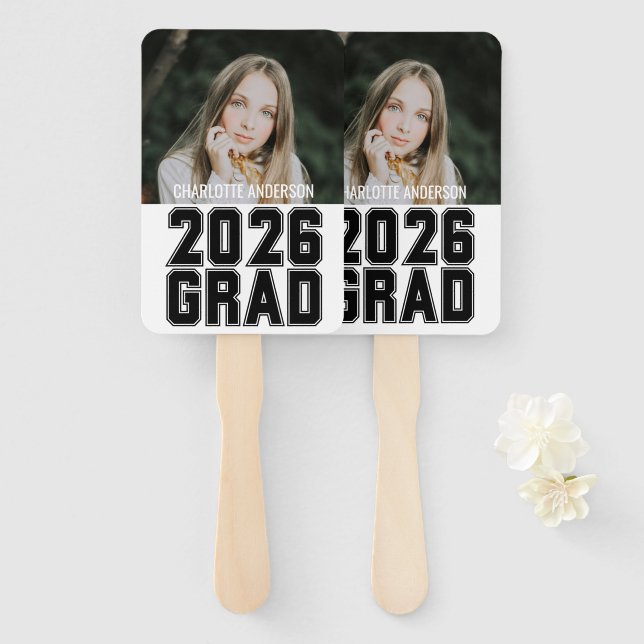 Senior 2026 Grad Photo Hand Fan (Front and Back)