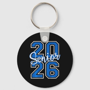 Senior 2026 Graduation Varsity Blue White On The B Keychain