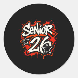 Senior 2026 Graffiti Drip Style Graduation Graphic Classic Round Sticker