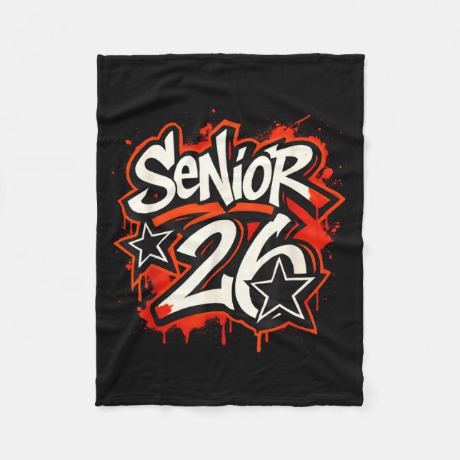 Senior 2026 Graffiti Drip Style Graduation Graphic Fleece Blanket (Front)