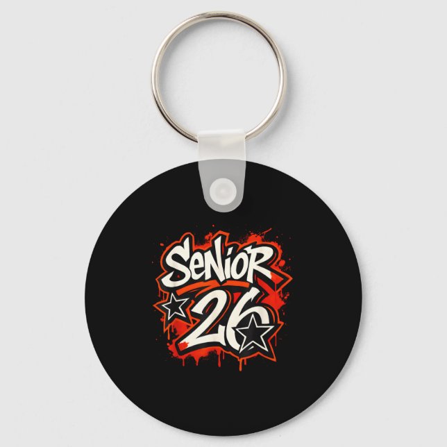 Senior 2026 Graffiti Drip Style Graduation Graphic Keychain (Front)