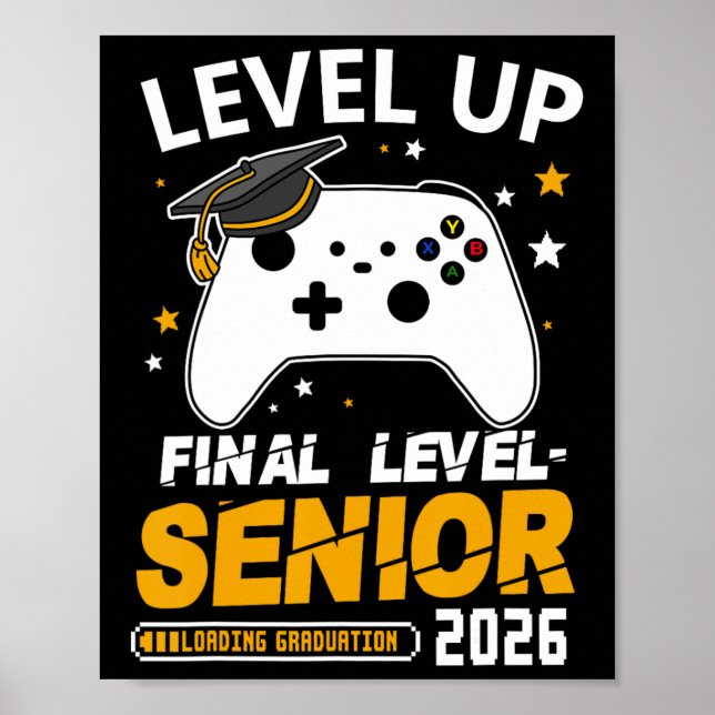 Senior 2026 Level Up Final Graduation Grad Gaming  Poster (Front)