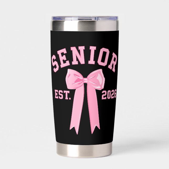 Senior 2026 Pink Bow Insulated Tumbler (Front)