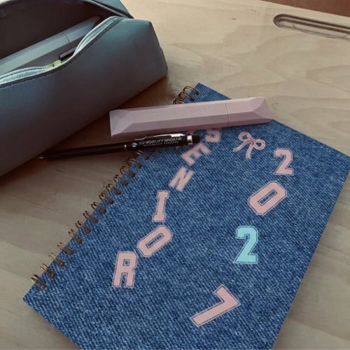 Senior 2027 Denim Patch Spiral Notebook for School