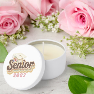 Senior 2027 Earthtones Floral Graduation Cap Mini Candle Favors