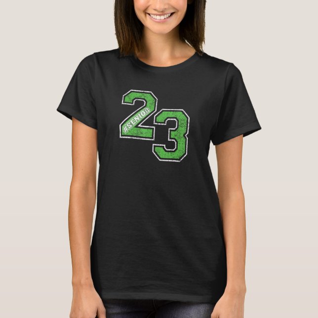 SENIOR 23 Class of 2023 RETRO Green White GRAD SWA T-Shirt (Front)