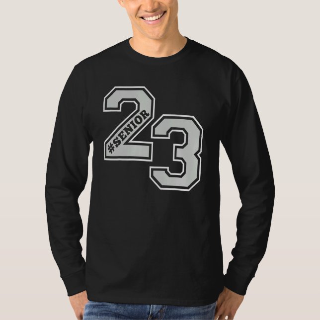 SENIOR 23 SENIOR 2023 RETRO WHITE & GRAY GRAD SWAG T-Shirt (Front)
